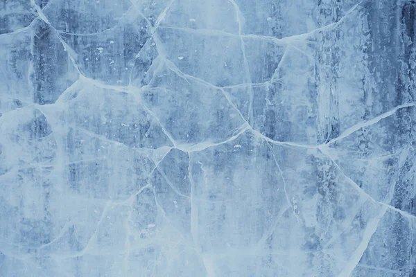 Led Textura Trhliny Bajkal Abstraktní Pozadí Zima Led Transparentní Modrá — Stock fotografie