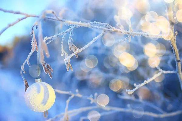 Kerst Speelgoed Natuur Decoratie Achtergrond Buiten — Stockfoto