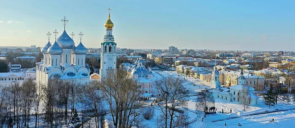 Cattedrale Vologda Paesaggio Invernale Vista Aerea Dal Drone — Foto Stock