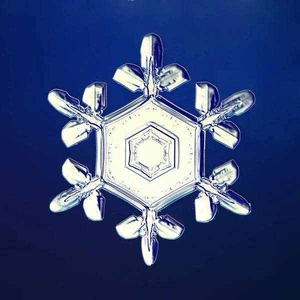 雪花晶体宏观 自然摄影物体 冬季设计 — 图库照片