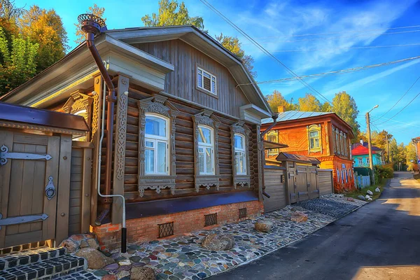 Windows Old Wooden House Russian North Architecture Design — Stock Photo, Image