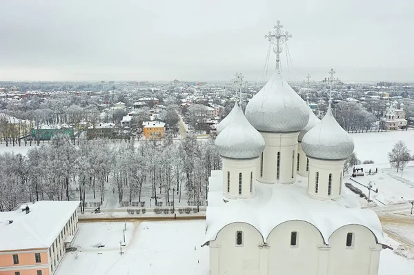 Catedrala Vologda Peisaj Iarnă Vedere Aeriană Dronă — Fotografie, imagine de stoc