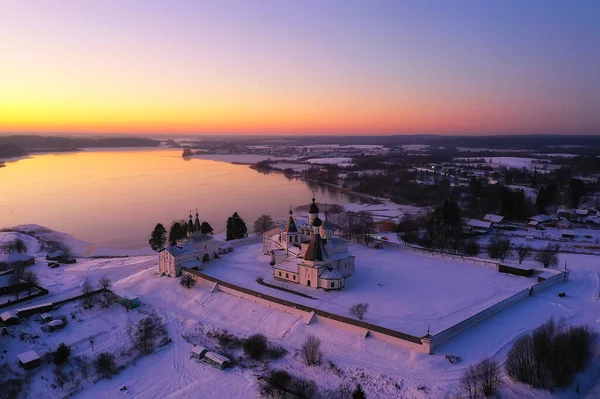 Ferapontovo Hiver Monastère Paysage Vue Dessus Noël Religion Architecture Arrière — Photo