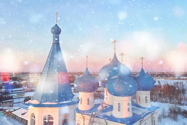 Kirche Winter Drohne Ansicht Tempel Freien Weihnachtsurlaub — Stockfoto