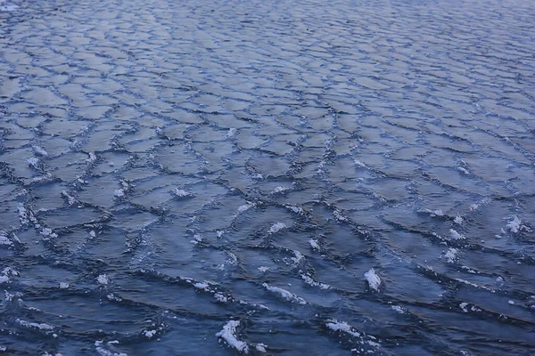 Congelamento Mar Gelo Redondo Pedaços Fundo Oceano Inverno Clima Costa — Fotografia de Stock