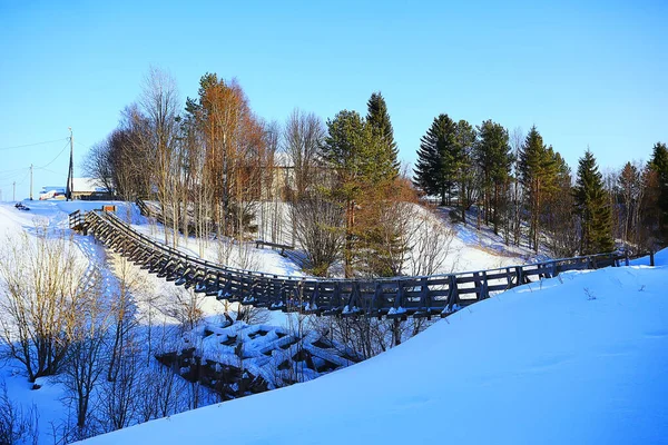 Vinter Landskap Rysk Norr Trä Hus — Stockfoto