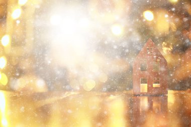 Noel dekorasyonu akşam evi ışıkları arka plan soyut tatil dekoru