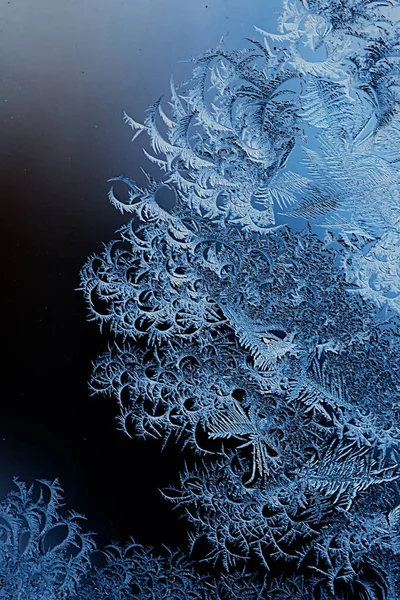 Παγετός Σχέδια Στο Γυαλί Παράθυρο Αφηρημένη Φόντο Χειμώνα Rime Χιόνι — Φωτογραφία Αρχείου