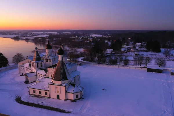 Ferapontovo Hiver Monastère Paysage Vue Dessus Noël Religion Architecture Arrière — Photo