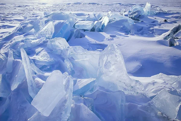 Kawałek Lodu Baikal Lodzie Natura Sezon Zimowy Krystalicznie Czysta Woda — Zdjęcie stockowe