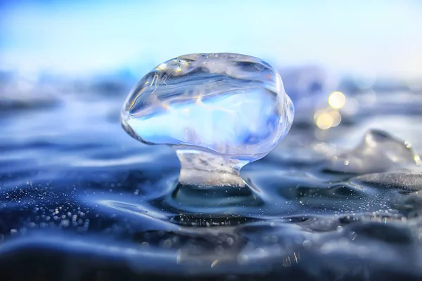 Piece Ice Baikal Ice Nature Winter Season Crystal Water Transparent — Stock Photo, Image