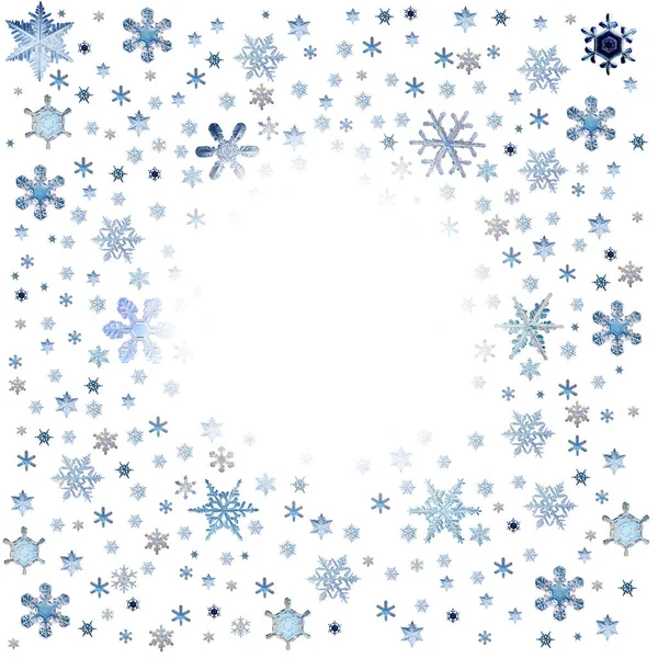 Flocos Neve Isolar Fundo Branco Abstrato Inverno Fundo Ornamento Floco — Fotografia de Stock