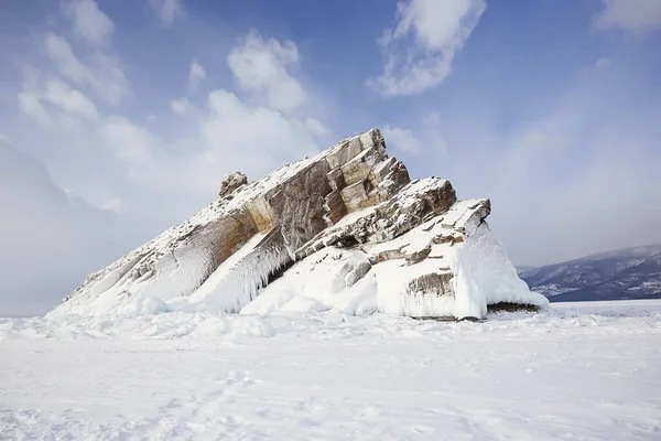 Olkhon Île Baikal Paysage Hivernal Russie Hiver Saison Vue Lac — Photo