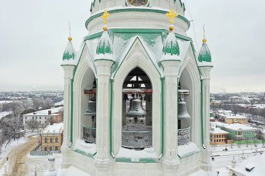 Vologda Katedrali Kışın insansız hava aracı manzarası