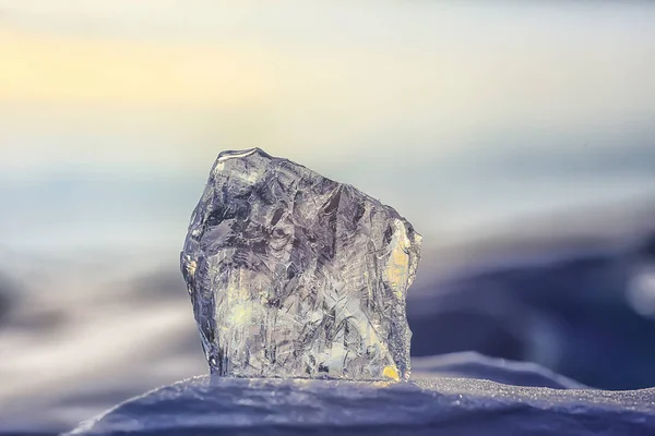 Pedaço Baikal Gelo Gelo Natureza Inverno Temporada Água Cristalina Transparente — Fotografia de Stock