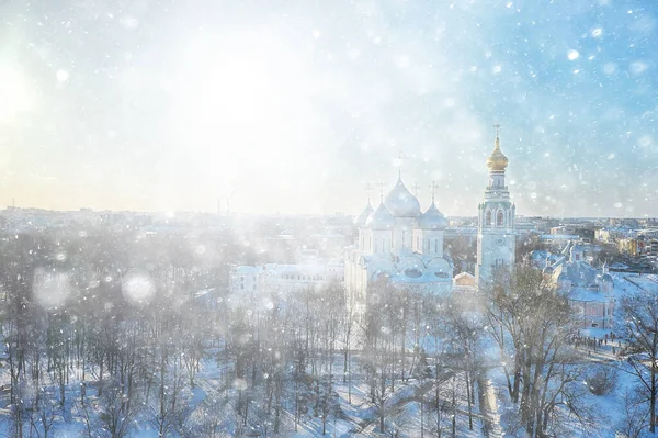 Vologda Καθεδρικός Ναός Χειμερινό Τοπίο Εναέρια Θέα Από Drone — Φωτογραφία Αρχείου