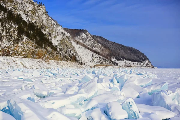 Baikal Ice Landscape Winter Season Transparent Ice Cracks Lake Royalty Free Stock Photos