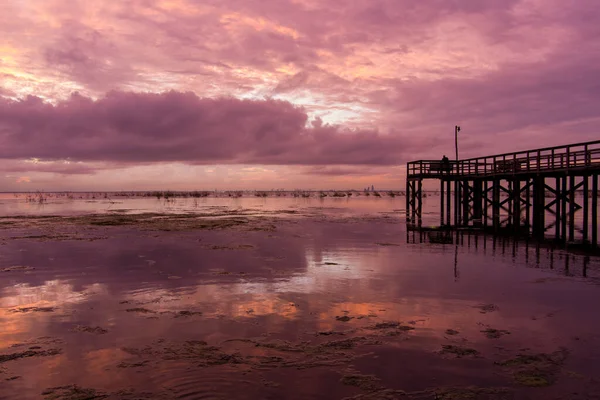 Solnedgång Mobile Bay Från Daphne Alabama — Stockfoto