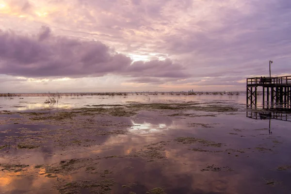 Daphne, Alabama 'dan Mobile Körfezi' nde gün batımı 