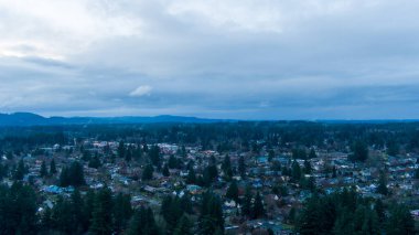 Aralık 2021 'de alacakaranlıkta Olympia, Washington' un hava manzarası 