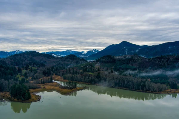 Aerial View Alder Lake Cascade Mountains Washington State — стоковое фото