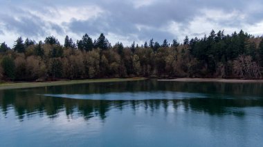 Tolmie Eyalet Parkı, Olympia, Washington 'da, gün batımında. 