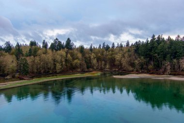 Tolmie Eyalet Parkı, Olympia, Washington 'da, gün batımında. 