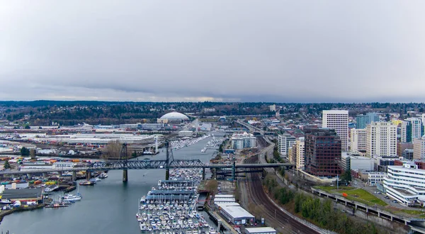 Downtown Tacoma Washington Waterfront December 2021 — Stock Fotó