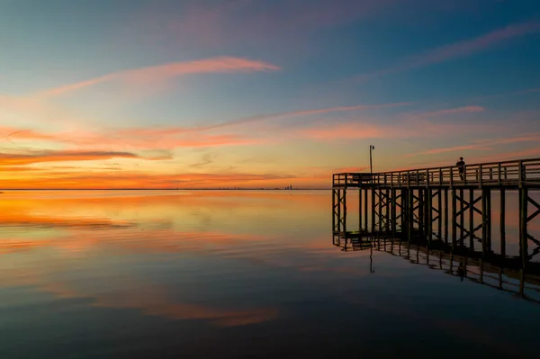 Mobile Bay Pier Twilight Daphne Alabama — Stock Photo, Image