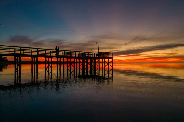Muelle Mobile Bay Crepúsculo Daphne Alabama — Foto de Stock