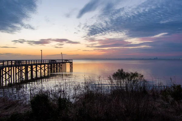 Eastern Shore Mobile Bay Sunset Daphne Alabama February 2022 — Stock Photo, Image