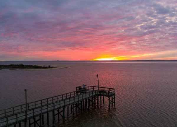 Den Östra Stranden Mobile Bay Vid Solnedgången Daphne Alabama Februari — Stockfoto