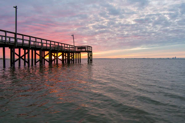 Ανατολική Ακτή Του Mobile Bay Στο Ηλιοβασίλεμα Στο Daphne Αλαμπάμα — Φωτογραφία Αρχείου