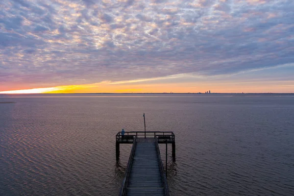 Ανατολική Ακτή Του Mobile Bay Στο Ηλιοβασίλεμα Στο Daphne Αλαμπάμα — Φωτογραφία Αρχείου