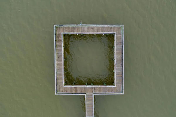 Flygfoto Över Liten Träbrygga Mobile Bay Daphne Alabama — Stockfoto