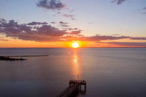 Mobile Bay Sunset Reflection Από Δάφνη Αλαμπάμα Bayfront Park — Φωτογραφία Αρχείου