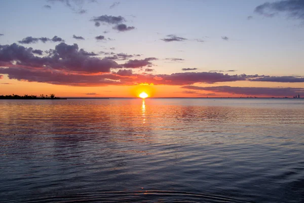 Mobile Bay Naplemente Tükröződés Daphne Alabama Bayfront Park — Stock Fotó