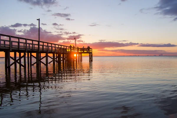 Pôr Sol Mobile Bay Reflexão Daphne Alabama Bayfront Park — Fotografia de Stock