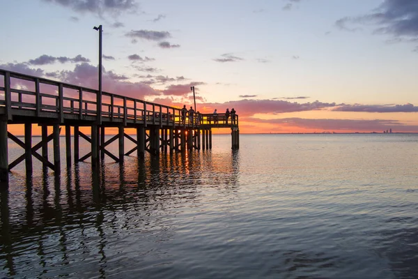 Pôr Sol Mobile Bay Reflexão Daphne Alabama Bayfront Park — Fotografia de Stock