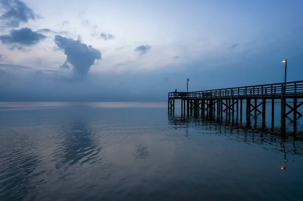 Pier Mobile Bay Daphne Alabama Bayfront Park Evening April Storm — Stok fotoğraf