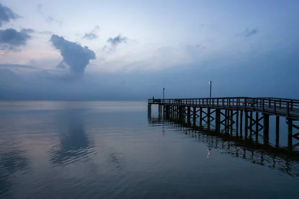 Pier Mobile Bay Daphne Alabama Bayfront Park Evening April Storm — Fotografia de Stock