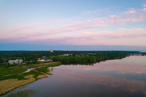 Luftaufnahme Von Daphne Alabama Bei Sonnenuntergang Ostufer Der Mobile Bay — Stockfoto
