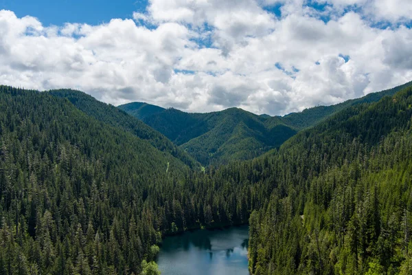 2022年6月华盛顿州奥林匹克山脉蜘蛛湖的空中景观 — 图库照片