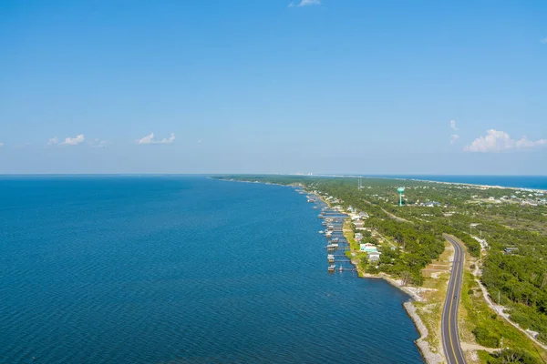 Widok Lotu Ptaka Fort Morgan Nabrzeże Alabama Mobile Bay — Zdjęcie stockowe