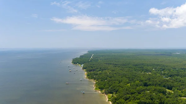 Вид Воздуха Западный Берег Мобил Бей Побережье Алабамского Залива Июне — стоковое фото