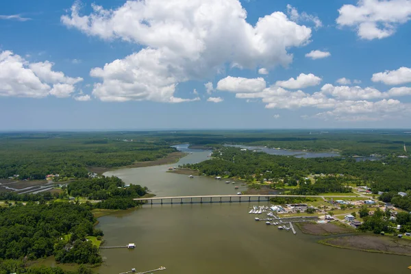 공중에서 Fowler River Mobile Bay Fowler River Ramp Alabama Gulf — 스톡 사진