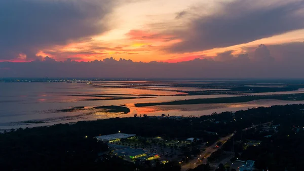 Luchtfoto Van Daphne Alabama Mobile Bay Bij Zonsondergang Juni 2022 — Stockfoto
