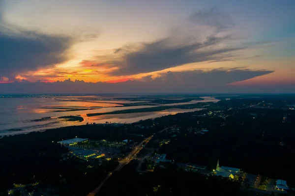 Daphne Alabama Mobile Bay Légi Kilátása 2022 Júniusában Naplementekor — Stock Fotó