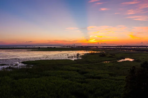 Sunset Alabama Gulf Coast Mobile Bay July 2022 — Stock Photo, Image