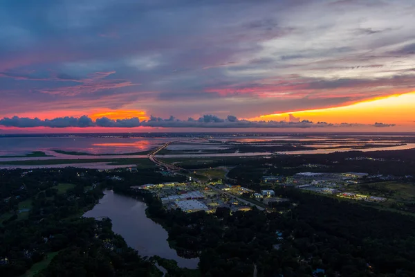 Aerial View Daphne Alabama Mobile Bay Sunset July 2022 — 图库照片